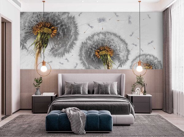 Fototapeta Pampelišky se rozptylují ve větru, Designové fototapety na zeď, Populární fototapety, u61442 - Tapeko.co.cz
