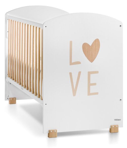 Dětská postýlka Trama LOVE White/Tola 60 x 120 cm (s možností intalace k rodičovské posteli)