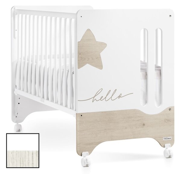 Dětská postýlka Trama HELLO STAR White/Nordico 60 x 120 cm (s možností intalace k rodičovské posteli)