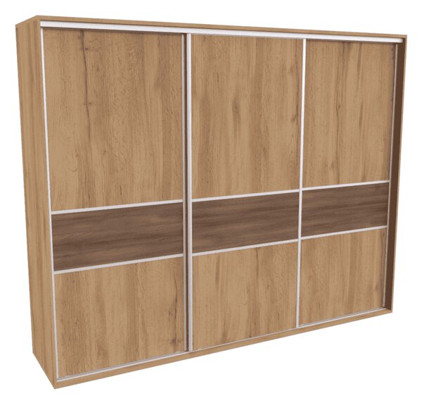 Šatní skříň FLEXI 3 s dělenými dveřmi LTD Dub harmony, Šířka: 280 cm, Výška: 220 cm