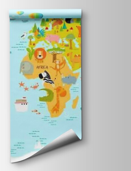 Fototapeta Mapa světa se zvířaty, Dětské fototapety, Populární fototapety, u62047 - Tapeko.co.cz