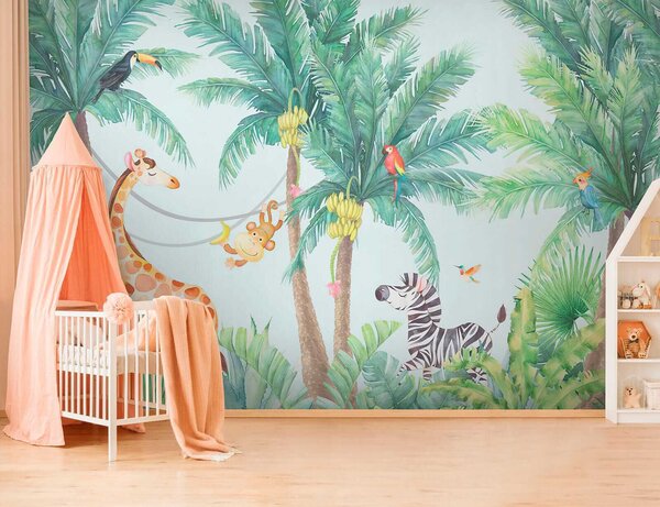 Fototapeta Žirafa a zebra v džungli, Dětské fototapety, Populární fototapety, u62123 - Tapeko.co.cz