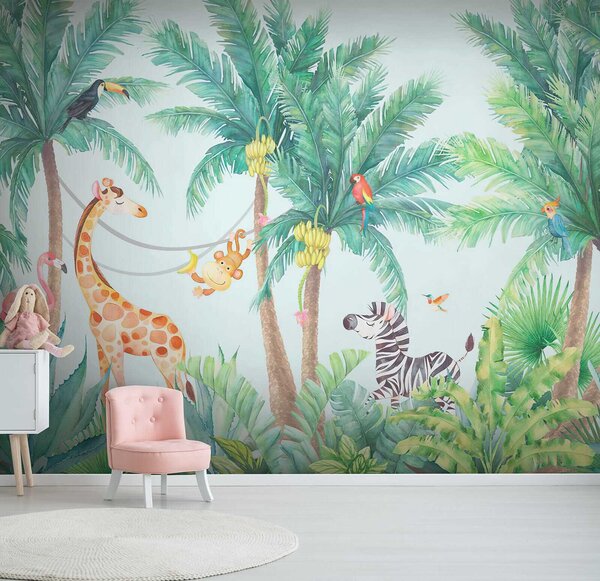 Fototapeta Žirafa a zebra v džungli, Dětské fototapety, Populární fototapety, u62123 - Tapeko.co.cz