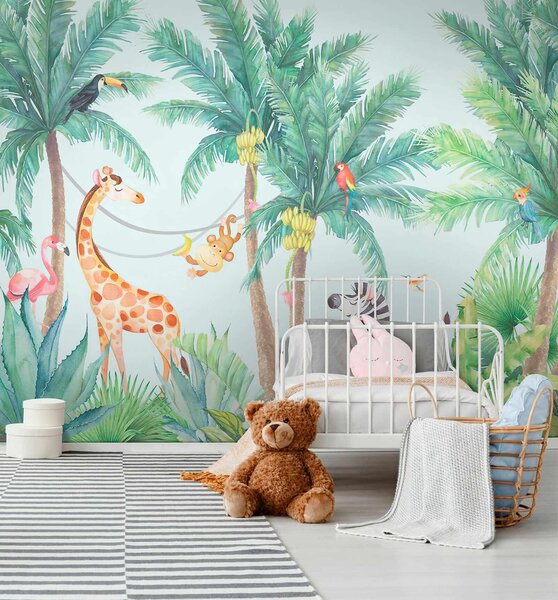 Fototapeta Žirafa a zebra v džungli, Dětské fototapety, Populární fototapety, u62123 - Tapeko.co.cz