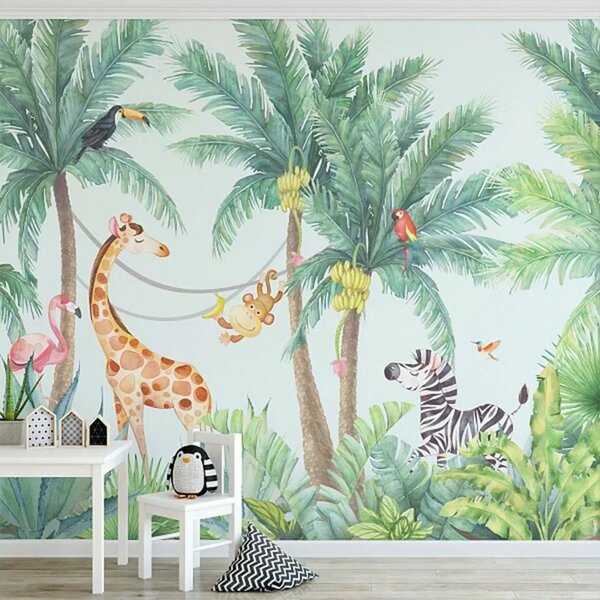 Fototapeta Žirafa a zebra v džungli, Dětské fototapety, Populární fototapety, u62123 - Tapeko.co.cz