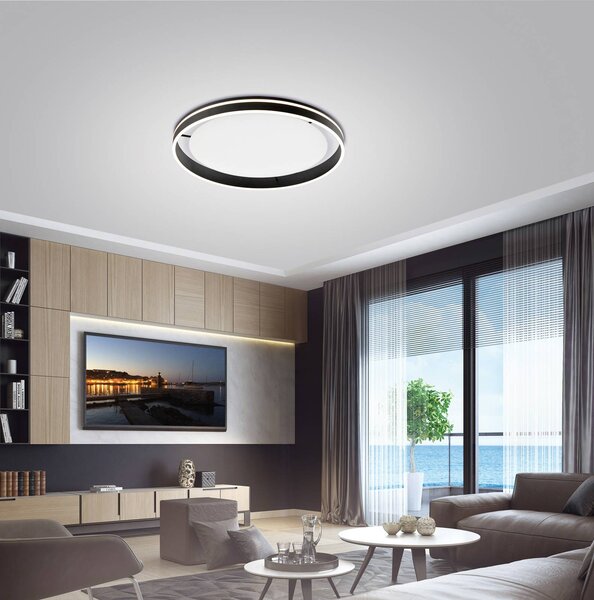 Q-Smart-Home Paul Neuhaus Q-VITO LED stropní světlo 79cm, stmívatelný, Černá, Obývací pokoj / jídelna, kov, Moderní
