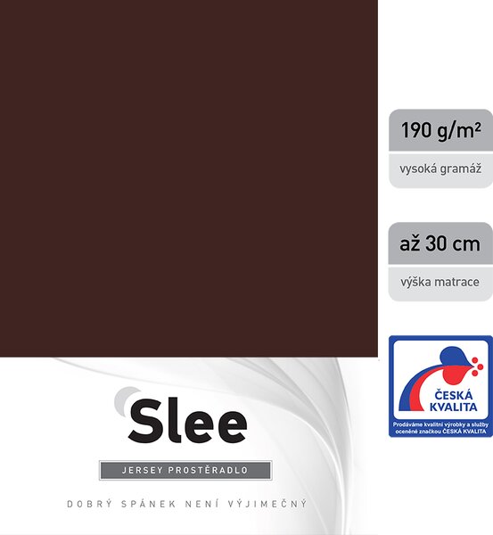 Slee jersey prostěradlo - tmavě hnědá Rozměr: 180 x 200 cm