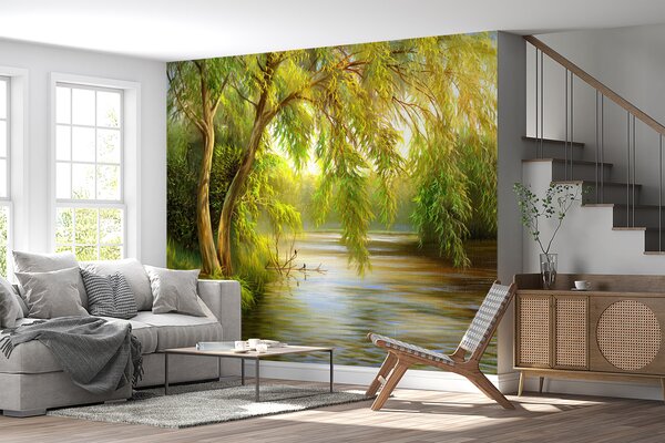 Fototapeta Řeka se stromy a trávou, Designové fototapety na zeď, Populární fototapety, u62865 - Tapeko.co.cz
