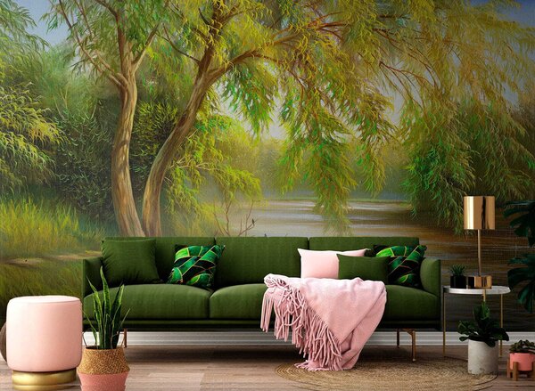 Fototapeta Řeka se stromy a trávou, Designové fototapety na zeď, Populární fototapety, u62865 - Tapeko.co.cz