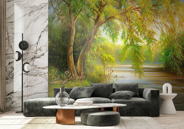 Fototapeta Řeka se stromy a trávou, Designové fototapety na zeď, Populární fototapety, u62865 - Tapeko.co.cz