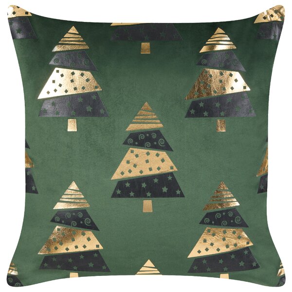 Sada 2 dekorativních polštářů GOLDSPRUCE Umělý samet 45 x 45 cm Zelená Vánoční vzor