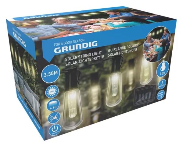 LED Solární řetěz 3,35m 10xLED/1,2V 600 mAh