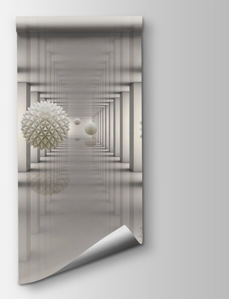 Fototapeta Bílá místnost s bílými sloupy a bílými koulemi, 3D fototapety, Populární fototapety, u63738 - Tapeko.co.cz