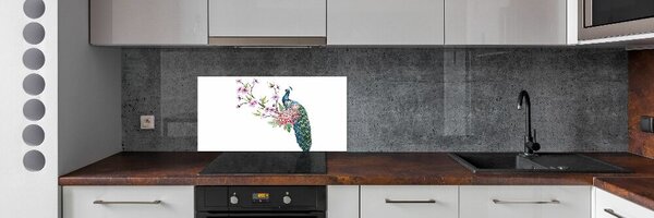 Dekorační panel sklo Páv a květiny pksh-137329257