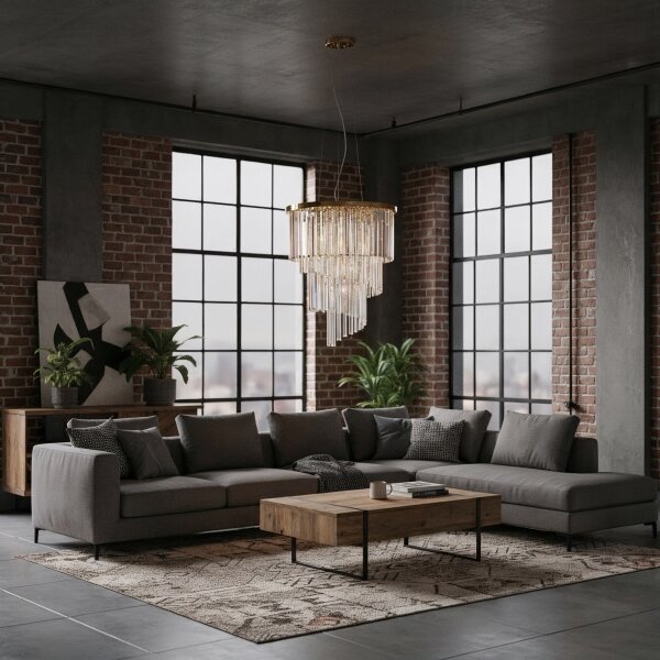 Ideal Lux - Křišťálový lustr na lanku CARLTON 12xE14/40W/230V pr. 50 cm zlatá