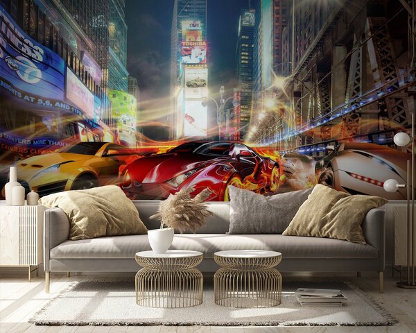 Fototapeta Hořící auto ve městě, Designové fototapety na zeď, Populární fototapety, u64436 - Tapeko.co.cz