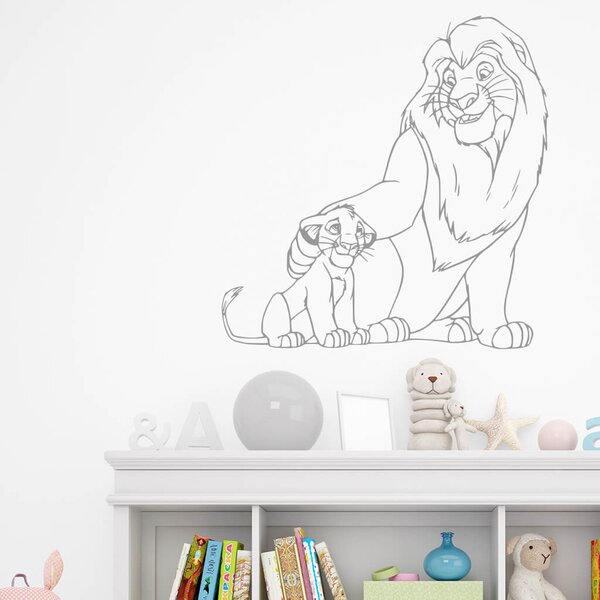 Živá Zeď Samolepka Mufasa a Simba Lví král Barva: černá