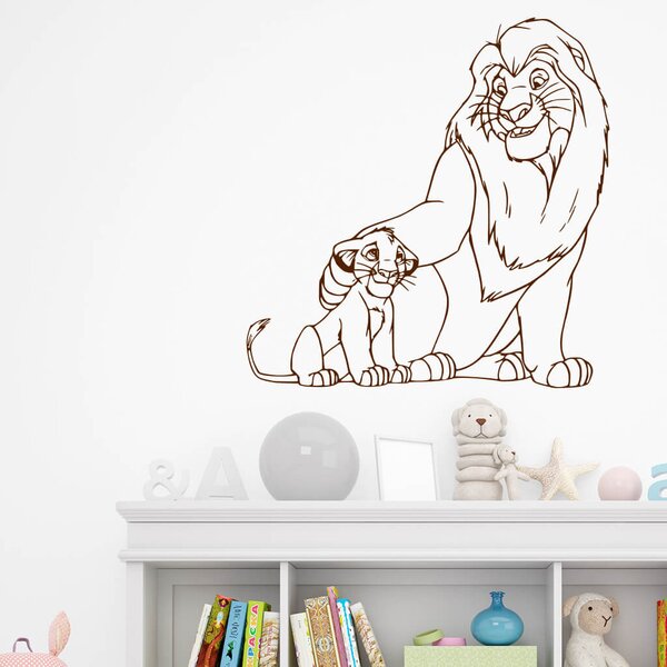 Živá Zeď Samolepka Mufasa a Simba Lví král Barva: černá