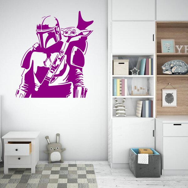 Živá Zeď Samolepka Mandalorian a Grogu Barva: černá
