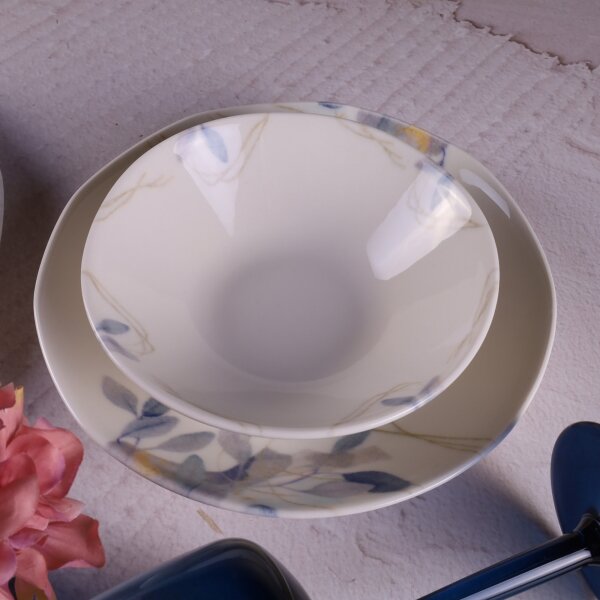 Jídelní sada 24 ks bílá/modrá/porcelán