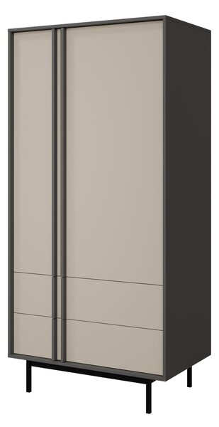Šatní skříň Wektus 2D2S WK01, Barva: antracit / dub olejovaný 5903211424823