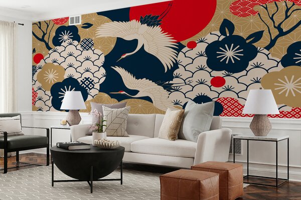 Fototapeta Umění jeřábů létajících na obloze, Designové fototapety na zeď, Populární fototapety, u68178 - Tapeko.co.cz