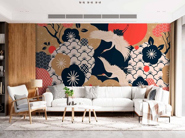 Fototapeta Umění jeřábů létajících na obloze, Designové fototapety na zeď, Populární fototapety, u68178 - Tapeko.co.cz