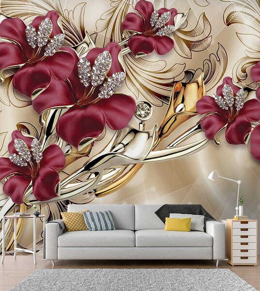 Fototapeta Elegantní květinový design se složitými detaily, 3D květinové fototapety, Populární fototapety, u70604 - Tapeko.co.cz
