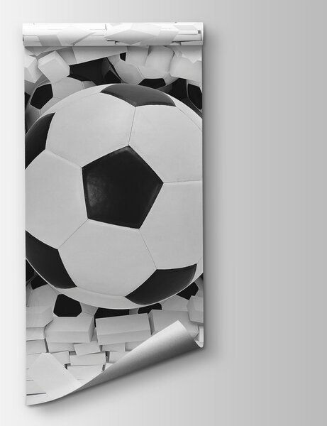 Fototapeta Skupina fotbalových míčů v hromadě cihel, 3D fototapety, Populární fototapety, u70633 - Tapeko.co.cz