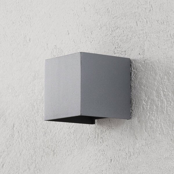ORION LED venkovní nástěnné svítidlo Cube, antracit, kov, 10 cm, nahoru/dolů, Hliník / šedá / zinek, Hliník, Moderní, Nástěnné svítidlo / světlem dolů