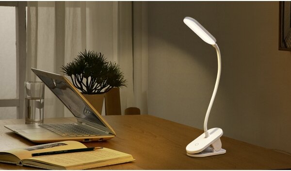 Aigostar-LED Stmívatelná nabíjecí stolní lampa s klipem LED/2,5W/5V 1200mAh bílá