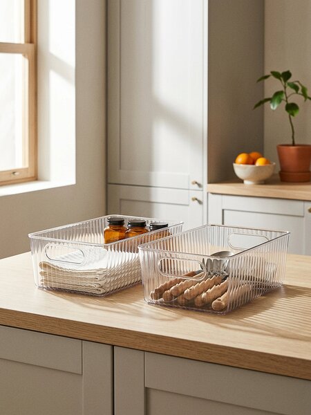 Sinsay - Rýhované úložné boxy 2 pack - clear