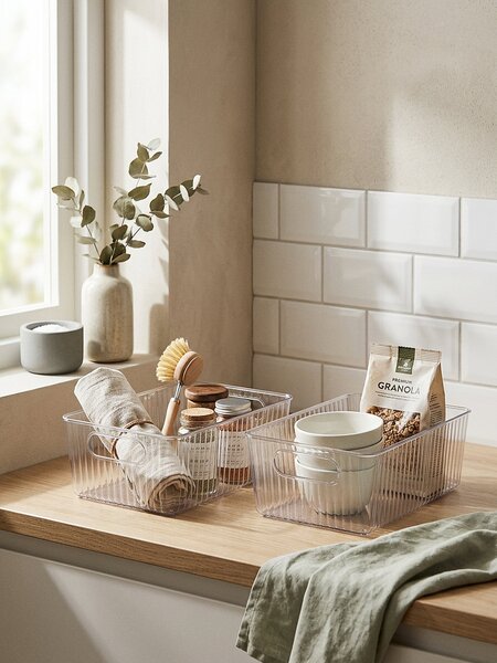 Sinsay - Rýhované úložné boxy 2 pack - clear