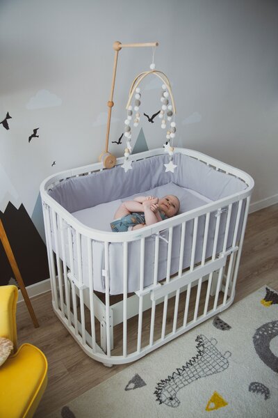Monbaby nábytek Waldin Multifunkční dětská postýlka pro miminko 5v1 s matrací Barva: Bílá