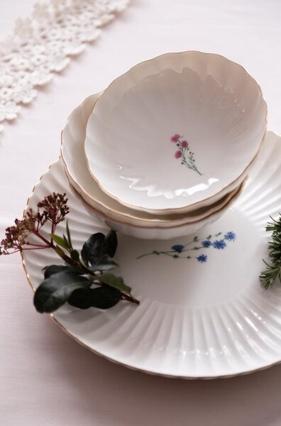Jídelní sada 27 ks bílá/zlatá/porcelán
