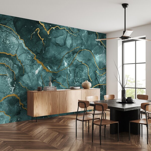 Fototapeta Elegantní design v barvě teal a s teplými akcenty, Mramorové fototapety, Populární fototapety, u70782 - Tapeko.co.cz
