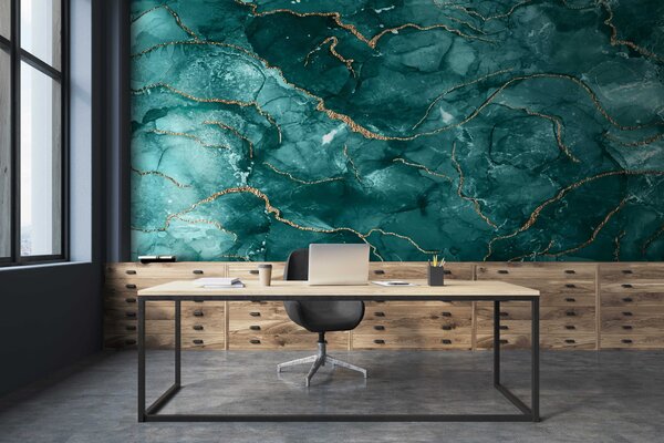 Fototapeta Elegantní design v barvě teal a s teplými akcenty, Mramorové fototapety, Populární fototapety, u70782 - Tapeko.co.cz