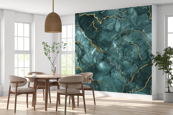 Fototapeta Elegantní design v barvě teal a s teplými akcenty, Mramorové fototapety, Populární fototapety, u70782 - Tapeko.co.cz