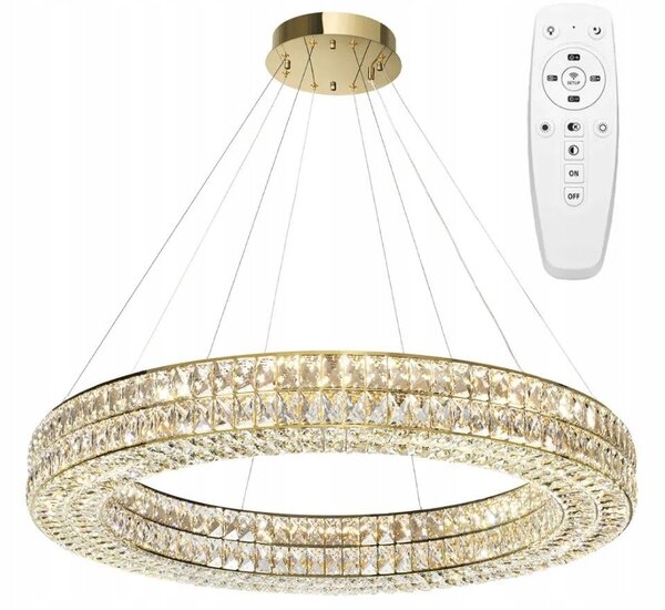 Závěsné svítidlo lustr Toolight elegantní kulatý do obývacího pokoje zlatý LED dálkový ovladač