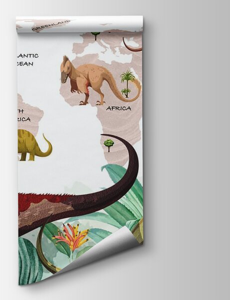 Fototapeta Mapa dinosaurů s rostlinami a názvy, Dětské fototapety, Populární fototapety, u71068v4 - Tapeko.co.cz