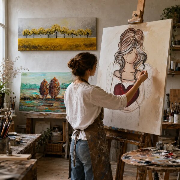 Malovaný obraz na stěnu ABSTRAKT 1 díl 70x70 cm - 70×70 cm / Klasický 2 cm