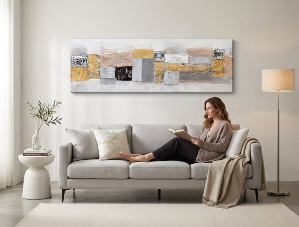 Malovaný obraz na stěnu ABSTRAKT 1 díl 120x40 cm - 120×40 cm / Premium 4 cm