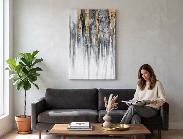 Malovaný obraz na stěnu ABSTRAKT 1 díl 60x90 cm - 60×90 cm / Klasický 2 cm