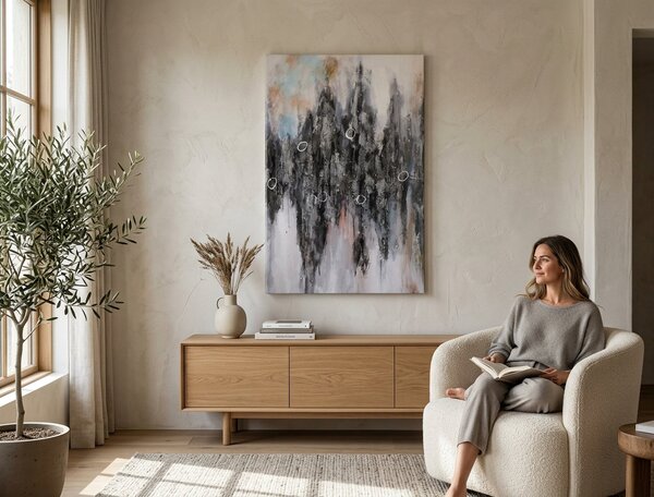 Malovaný obraz na stěnu ABSTRAKT 1 díl 60x90 cm - 60×90 cm / Klasický 2 cm
