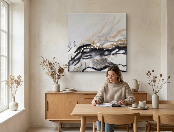 Malovaný obraz na stěnu ABSTRAKT 1 díl 70x70 cm - 70×70 cm / Klasický 2 cm