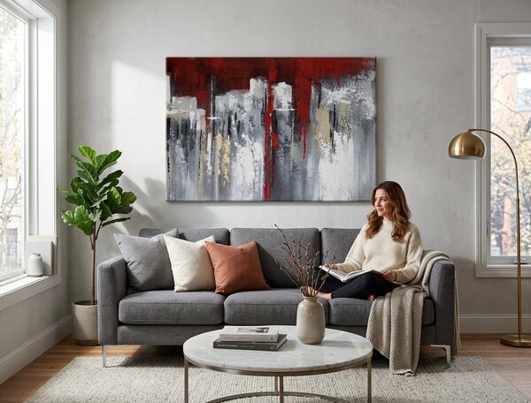 Malovaný obraz na stěnu ABSTRAKT 1 díl 90x60 cm - 90×60 cm / Klasický 2 cm