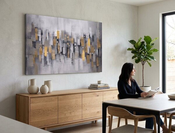 Malovaný obraz na stěnu ABSTRAKT 1 díl 90x60 cm - 90×60 cm / Klasický 2 cm