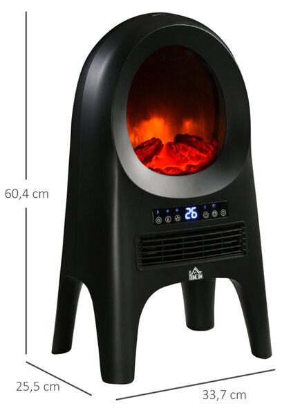 Keramické elektrické topení s dálkovým ovládáním a LED plameny, 3 teplotní režimy, černé, 2000 W 820-318V90BK
