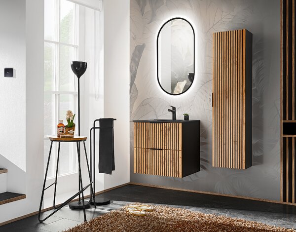 Comad Nábytkové keramické umyvadlo UM-LAVA BLACK 60 DP, 61x46 cm, černá matná