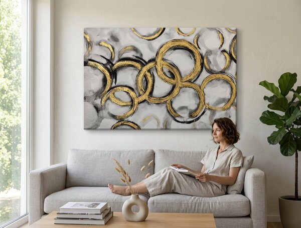 Malovaný obraz na stěnu ABSTRAKT 1 díl 90x60 cm - 90×60 cm / Klasický 2 cm